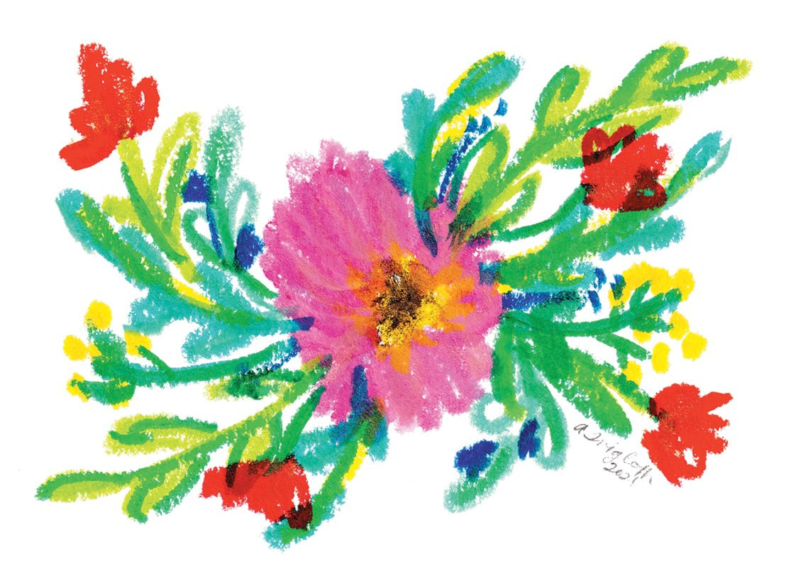 Abstract Floral Bouquet Blank Card (A1)